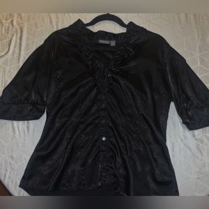 Silk Black Button-Down Blouse